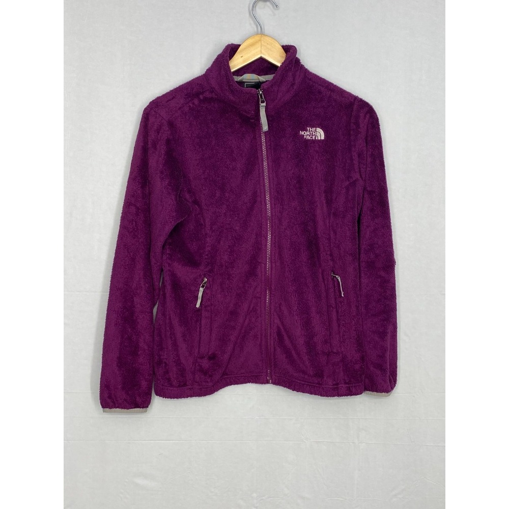 The North Face Full Zip Osito Jacket Girls Purple Logo Zipper Pockets XL (18)